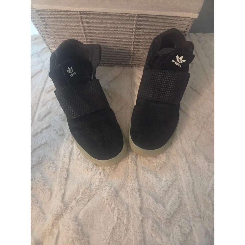 Adidas Tubular Invader Strap Mens Black Suede Mid Top Sneakers BB5037 Size 10.5